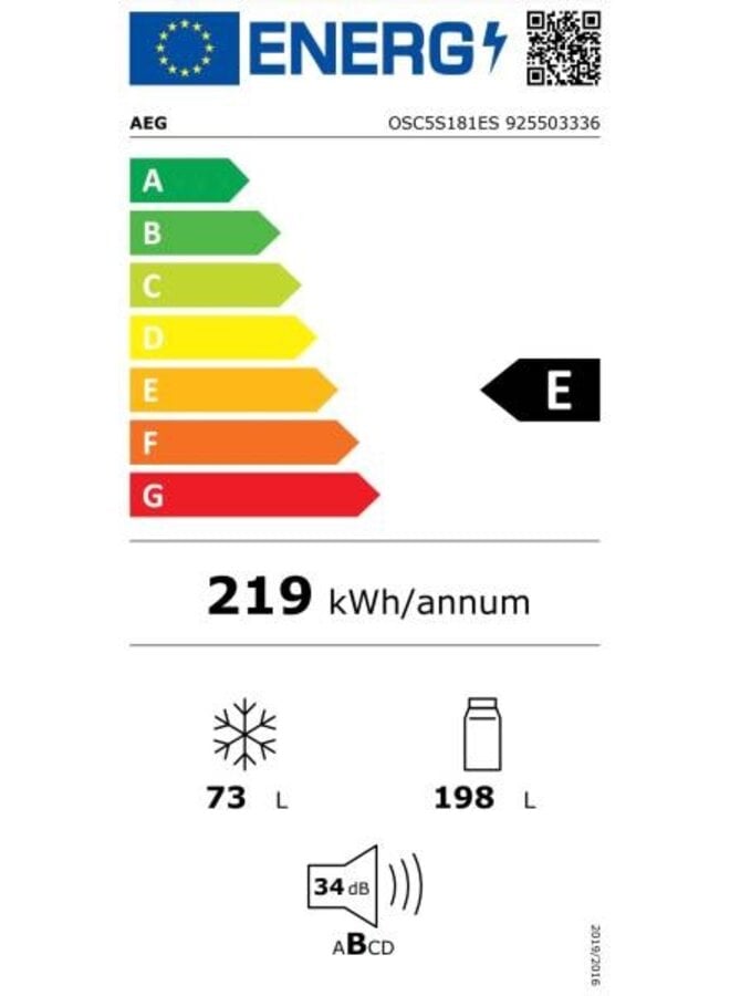 AEG OSC5S181ES | Inbouw koelvriescombinatie | 178 cm