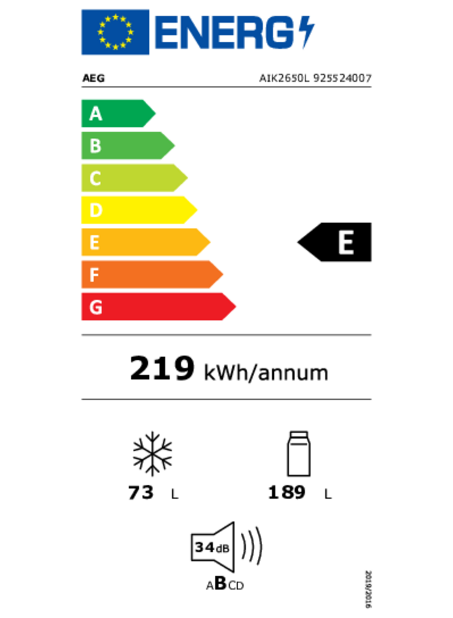 AEGAIK2650L | Inbouw koelvriescombinatie | 178 cm | LowFrost