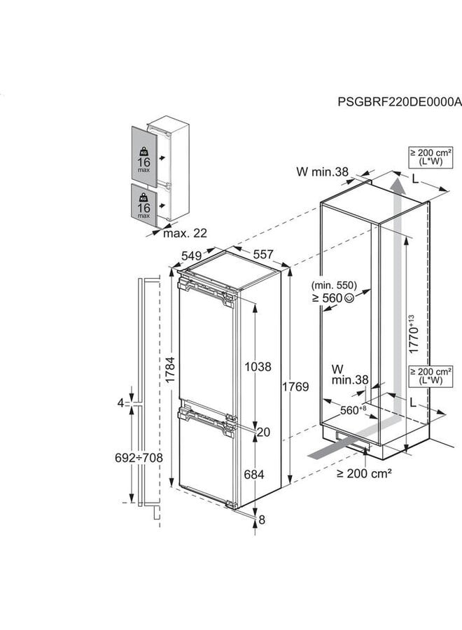 AEGAIK2650L | Inbouw koelvriescombinatie | 178 cm | LowFrost