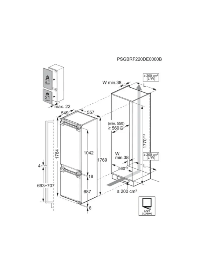 AEG NSC8M181DC | Inbouw koelvriescombinatie | 178 cm | Nofrost