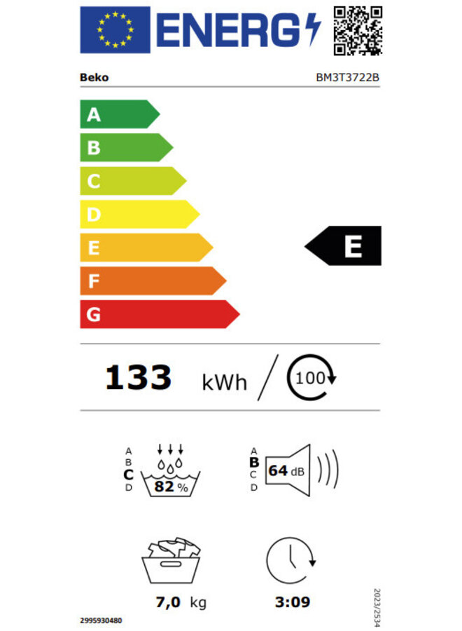Beko BM3T3722B | Warmtepompdroger | EcoGentle