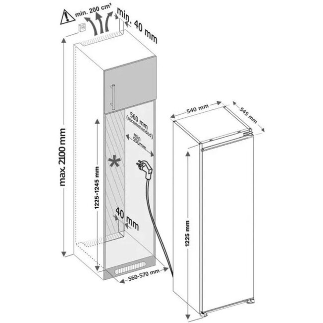 Beko BLSA215M4F | Inbouw koelkast | 122 cm