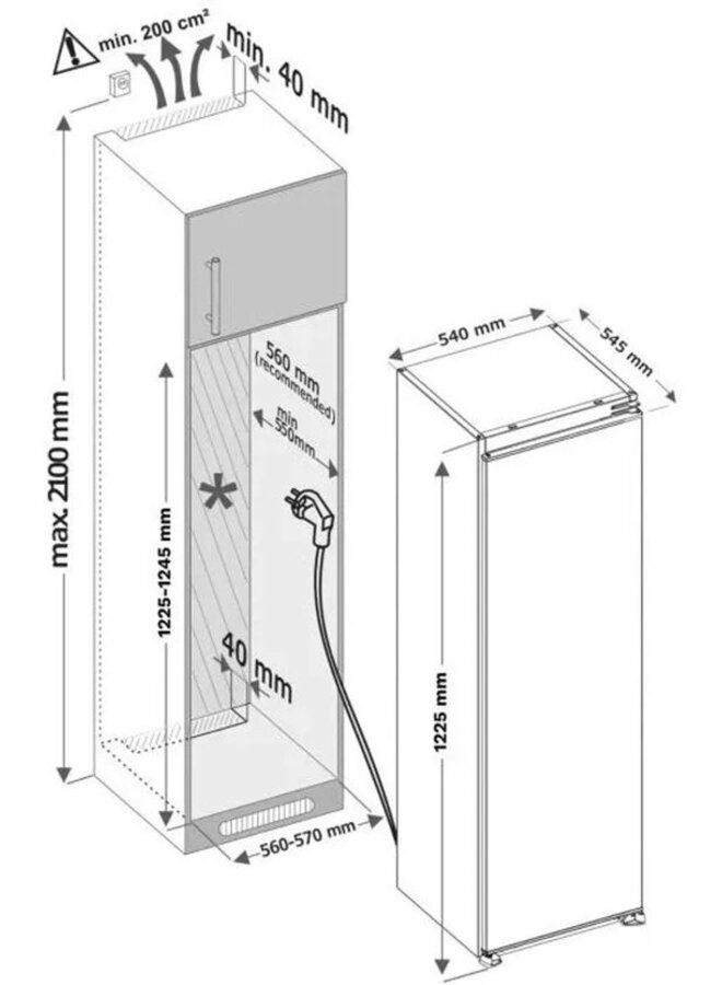Beko BLSA215M4F | Inbouw koelkast | 122 cm
