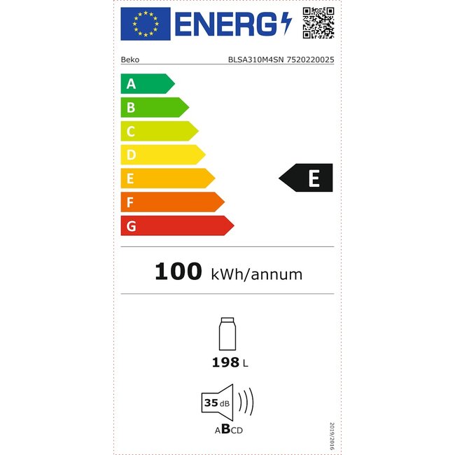 Beko BLSA310M4SN | Inbouw koelkast | 122 cm | Sleepdeur