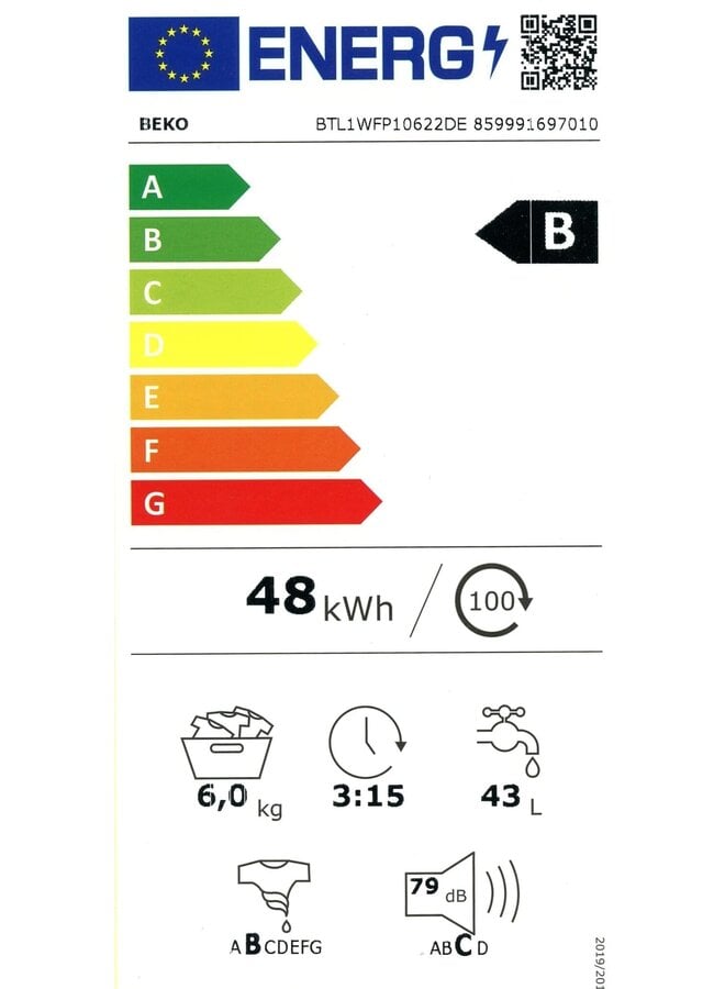 Beko BTL1WFP10622DE | Bovenlader wasmachine