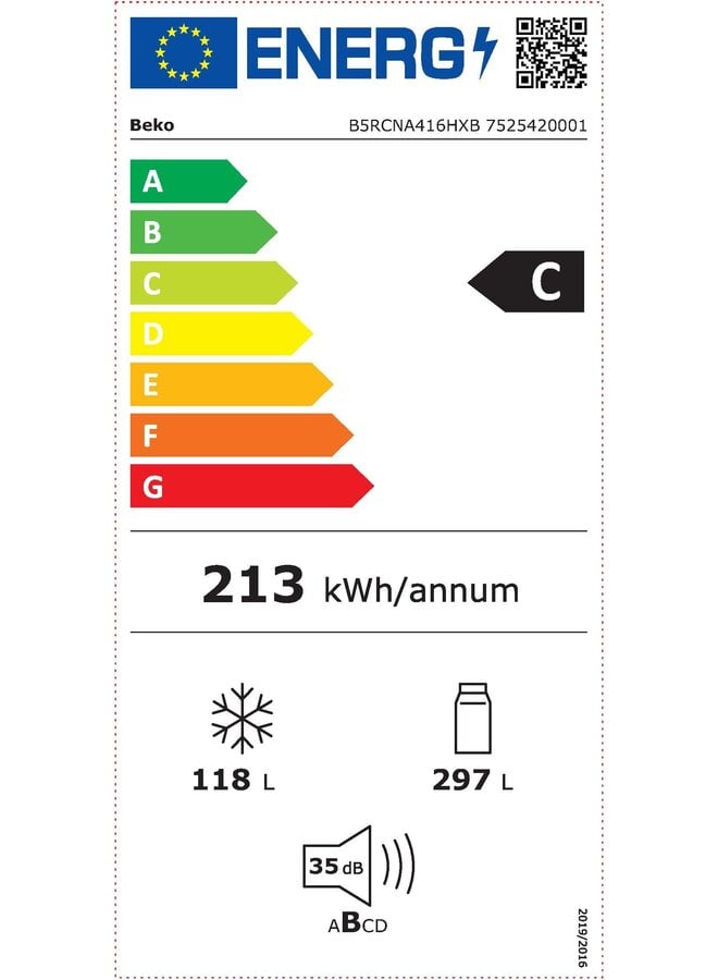 Beko B5RCNA416HXB | Koelvriescombinatie | C | Nofrost