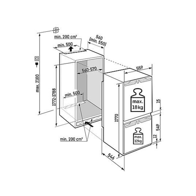 Liebherr ICBBI 5122-22 | Inbouw koelvriescombinatie | B label