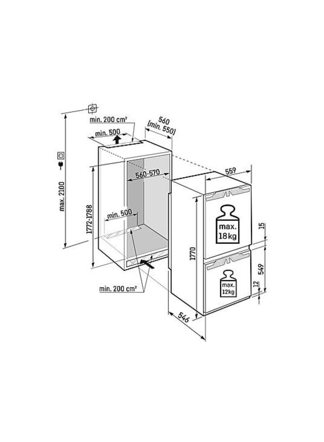 Liebherr ICBBI 5122-22 | Inbouw koelvriescombinatie | B label