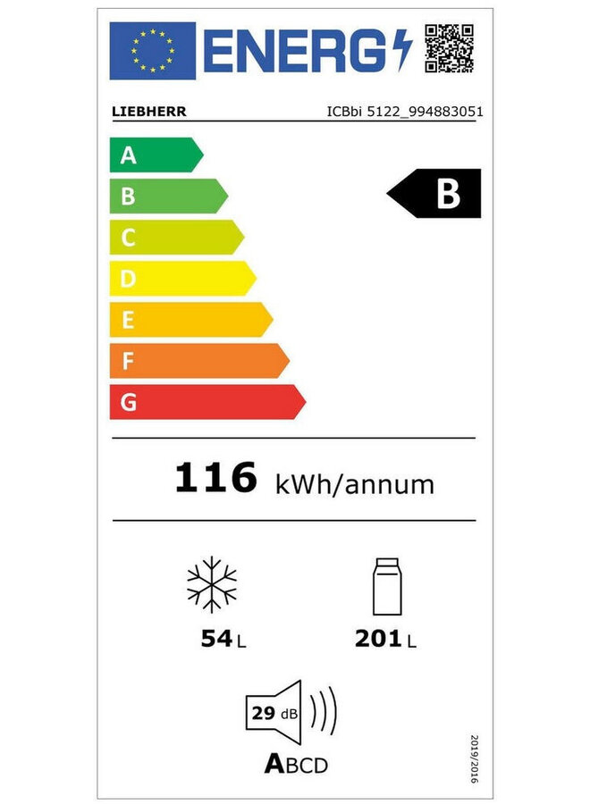 Liebherr ICBBI 5122-22 | Inbouw koelvriescombinatie | B label