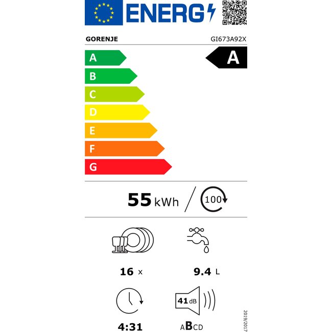 Gorenje GI673A92X | Half geintegreerde vaatwasser | A