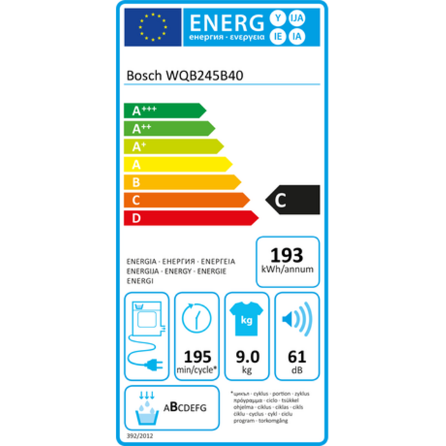 Bosch WQB245B40  | Warmtepompdroger | 9 kg | C