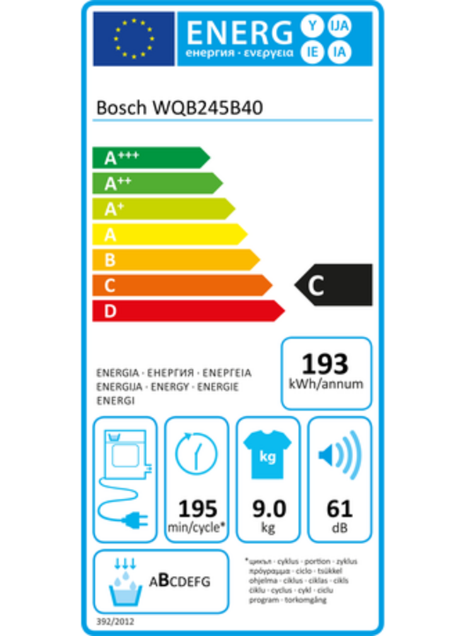 Bosch WQB245B40 | Warmtepompdroger | 9 kg | C
