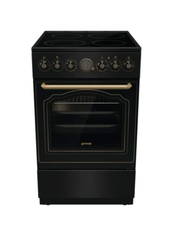 Gorenje GECS5B70CLB | Keramisch fornuis | Zwart Retro