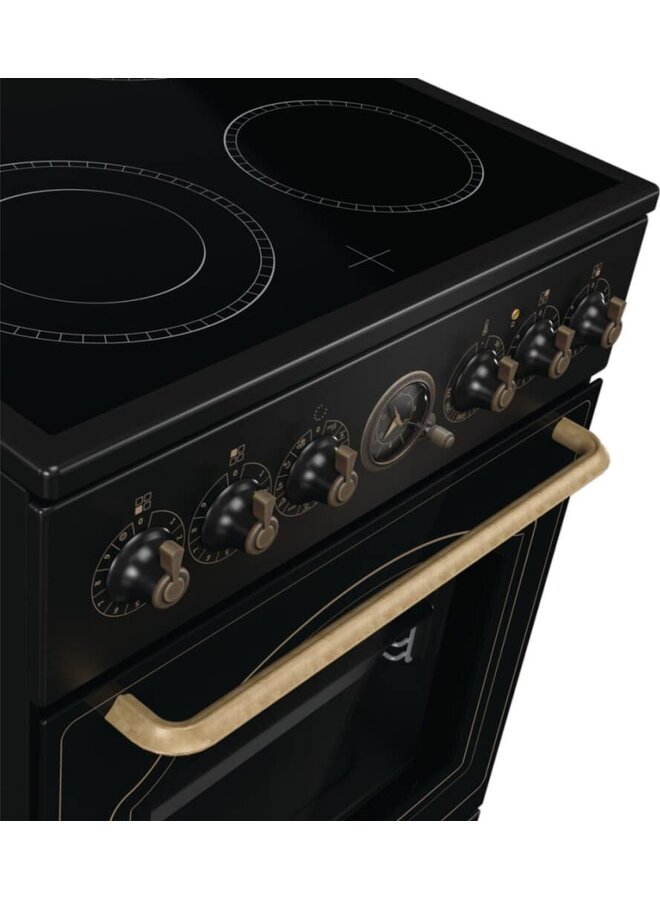 Gorenje GECS5B70CLB | Keramisch fornuis | Zwart Retro