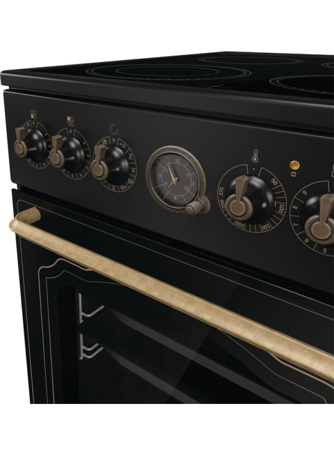 Gorenje GECS5B70CLB | Keramisch fornuis | Zwart Retro