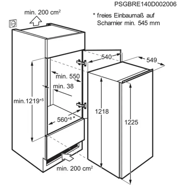 AEG TSK5O121ES | Inbouw koelkast | 122.5 cm | Sleepdeur