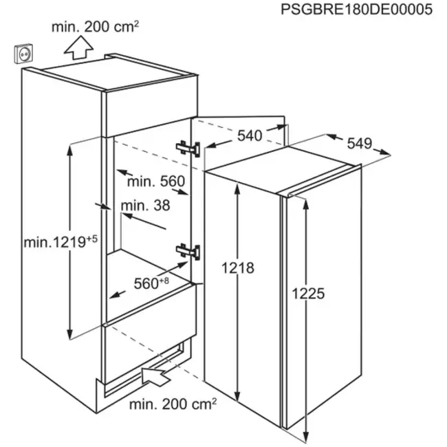 AEG TSK5O121ES | Inbouw koelkast | 122.5 cm | Sleepdeur