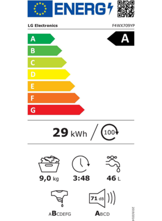 LG F4WX709YP | Wasmachine | Ai Wash | 9 kg | A