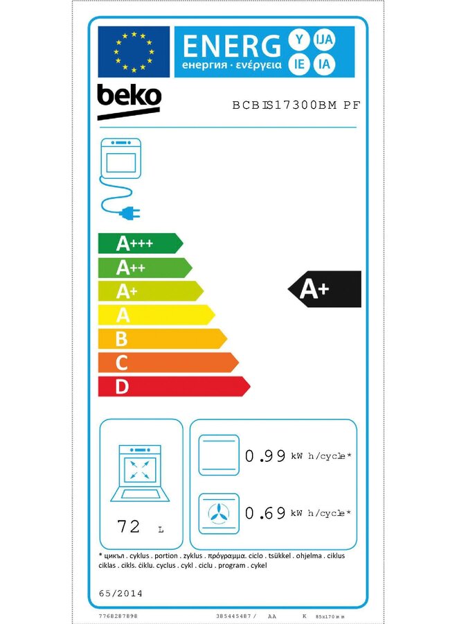 Beko BCBIS17300BMPF | Inbouw oven | Stoom | Mat Zwart | 60 cm