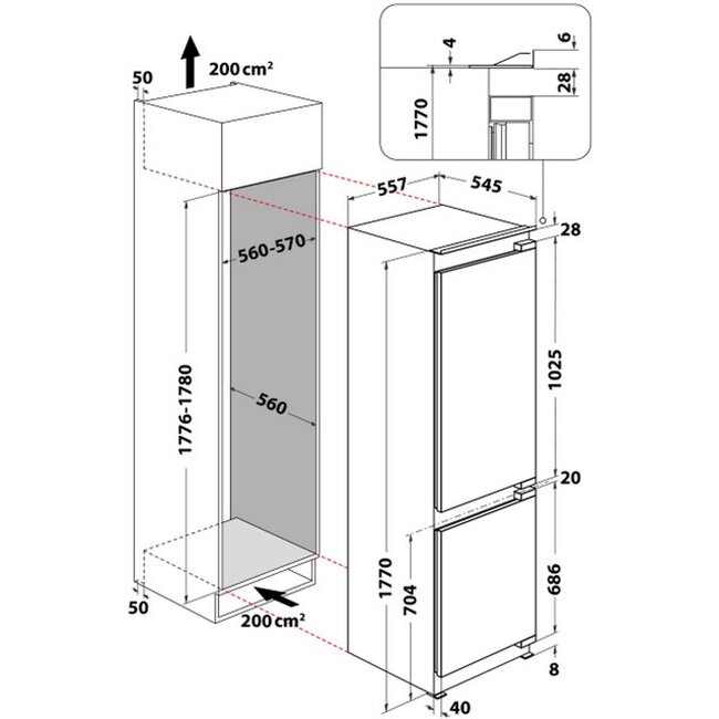 Bauknecht BKGIL 178F12 | Inbouw koelvriescombinatie | 177 cm