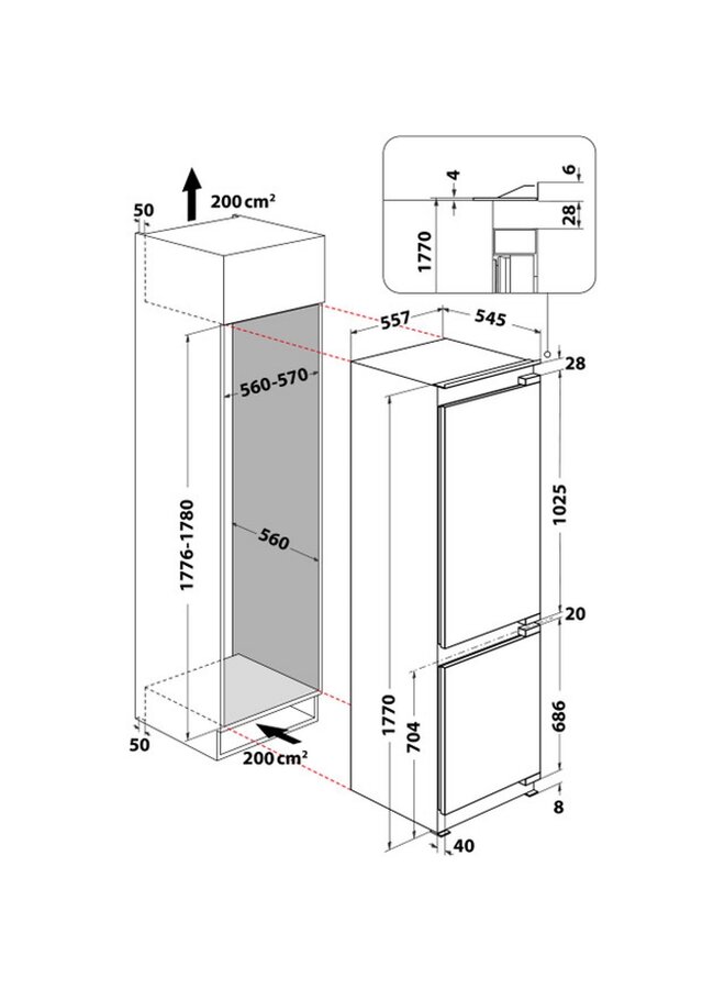 Bauknecht BKGIL 178F12 | Inbouw koelvriescombinatie | 177 cm