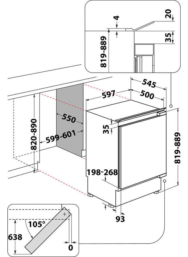 Bauknecht KSU 8GF3 | Onderbouw koelkast | 82 cm