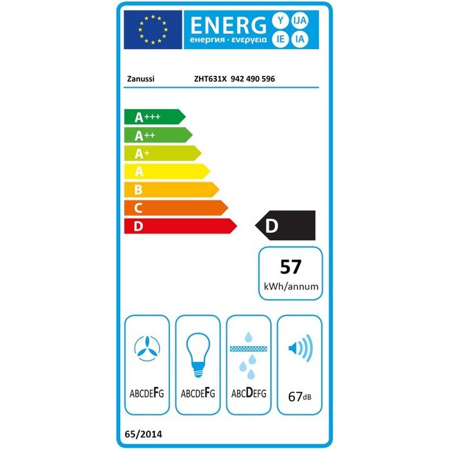 Zanussi ZHT631X | Onderbouw afzuigkap | 60 cm | RVS