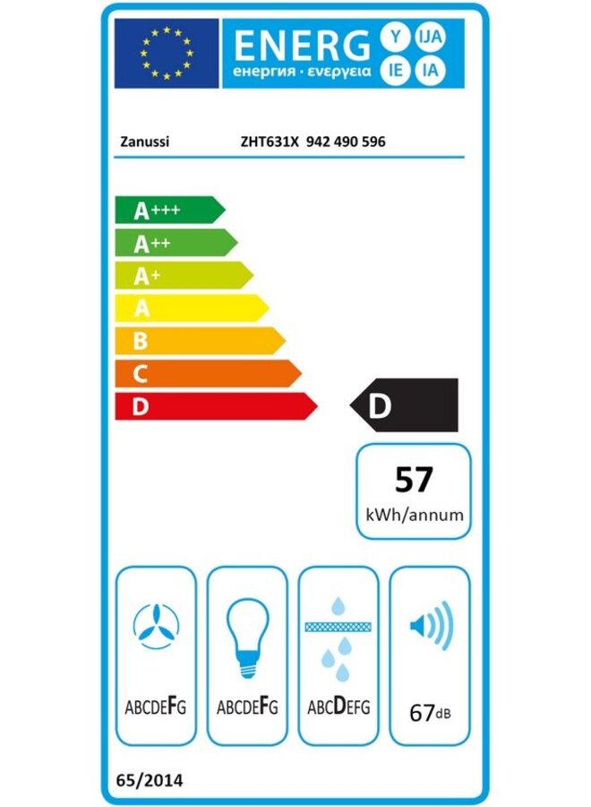 Zanussi ZHT631X | Onderbouw afzuigkap | 60 cm | RVS
