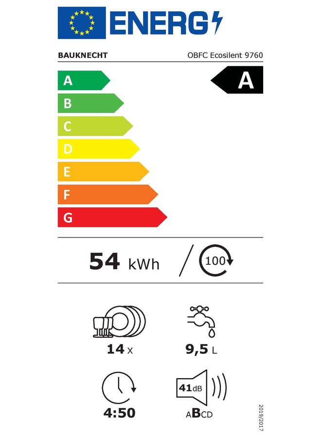 Bauknecht OBFC Ecosilent 9760 | Vrijstaande vaatwasser | A | RVS