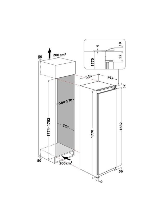 Hotpoint HF 1801 E F2 | Inbouw vriezer | 178 cm | Nofrost