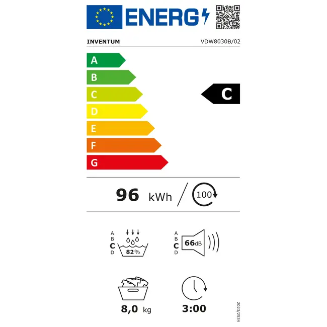 Inventum VDW8030B | Warmtepompdroger | 8 kg  | Zwart