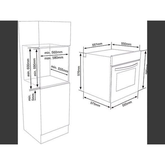 Sharp K-60D19BM1-EU | Inbouw oven | Zwart | 60 cm
