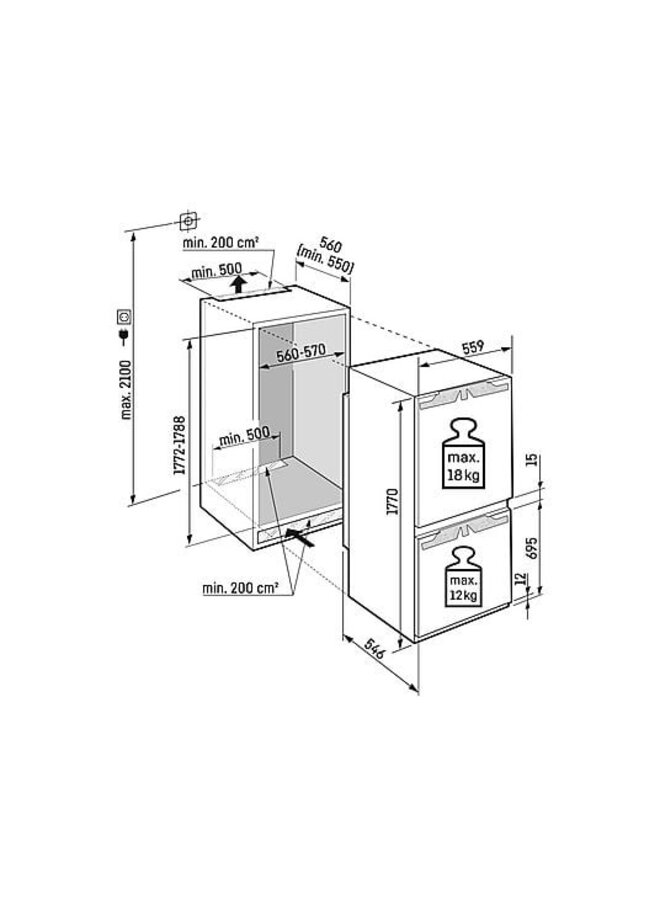 Liebherr ICc 5123  | Inbouw koelvriescombinatie | 178 cm | C