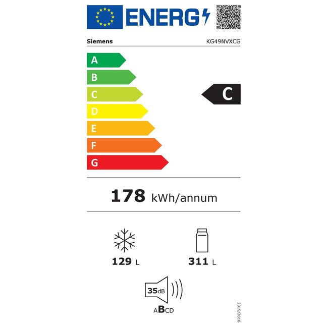 Siemens KG49NVXCG | Koelvriescombinatie | Zwart | 70 cm | C
