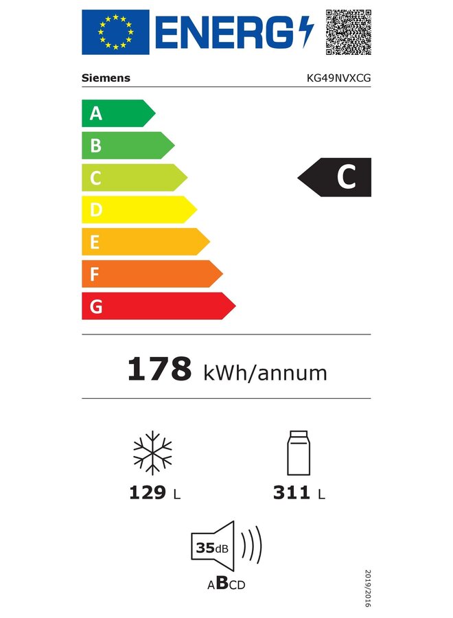 Siemens KG49NVXCG | Koelvriescombinatie | Zwart | 70 cm | C