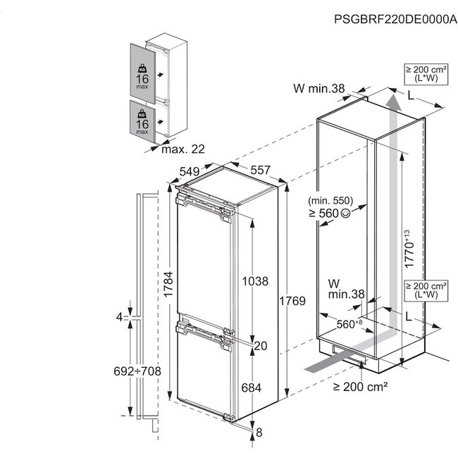 AEG TSC5S183DF | Inbouw koelvriescombinatie | 178 cm