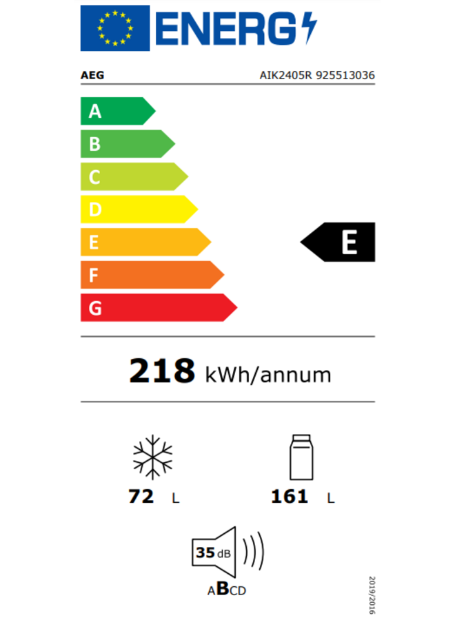AEG AIK2405R | Inbouw koelvriescombinatie | 158 cm | Sleepdeur