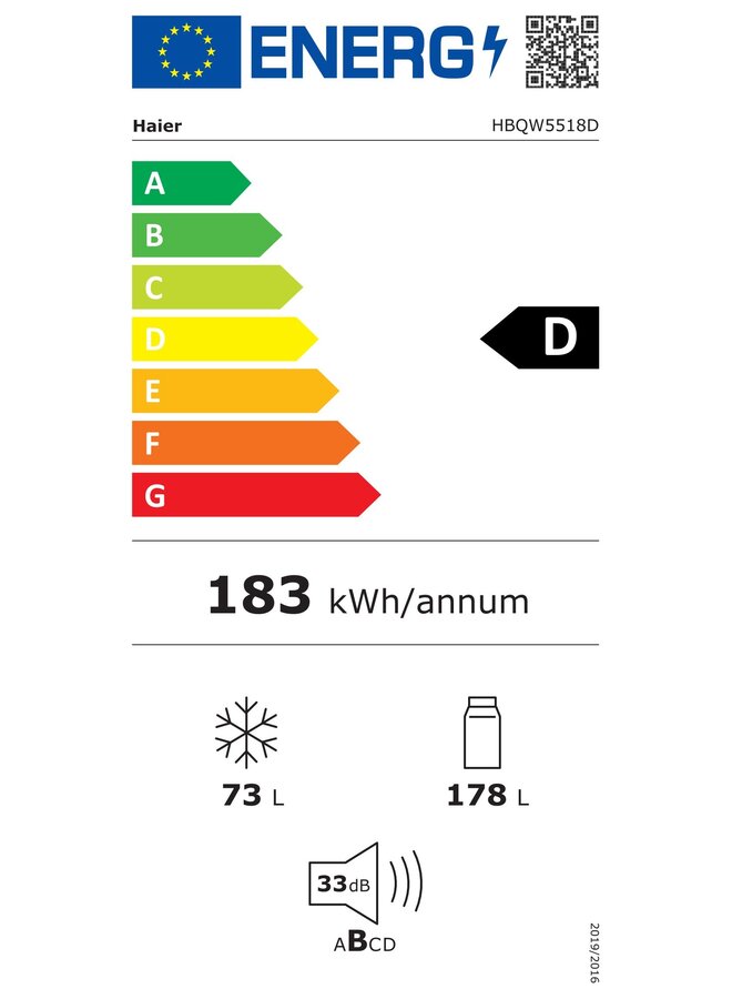 Haier HBQW5518D | Inbouw koelvreiscombinatie | 178 cm | Nofrost