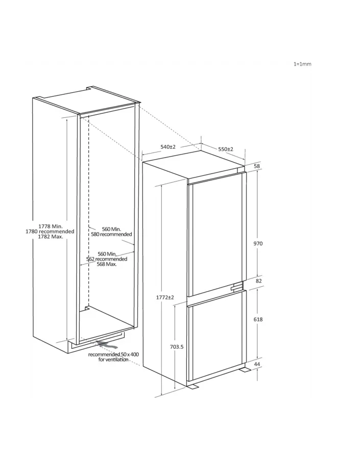 Haier HBQW5518D | Inbouw koelvreiscombinatie | 178 cm | Nofrost