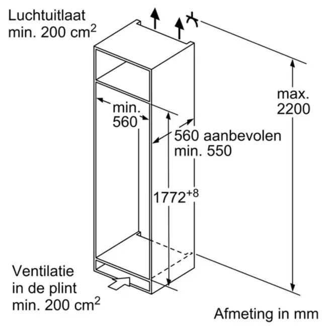 Bosch KIR81VFE0 | Inbouw koelkast | 178 cm | Deur op deur