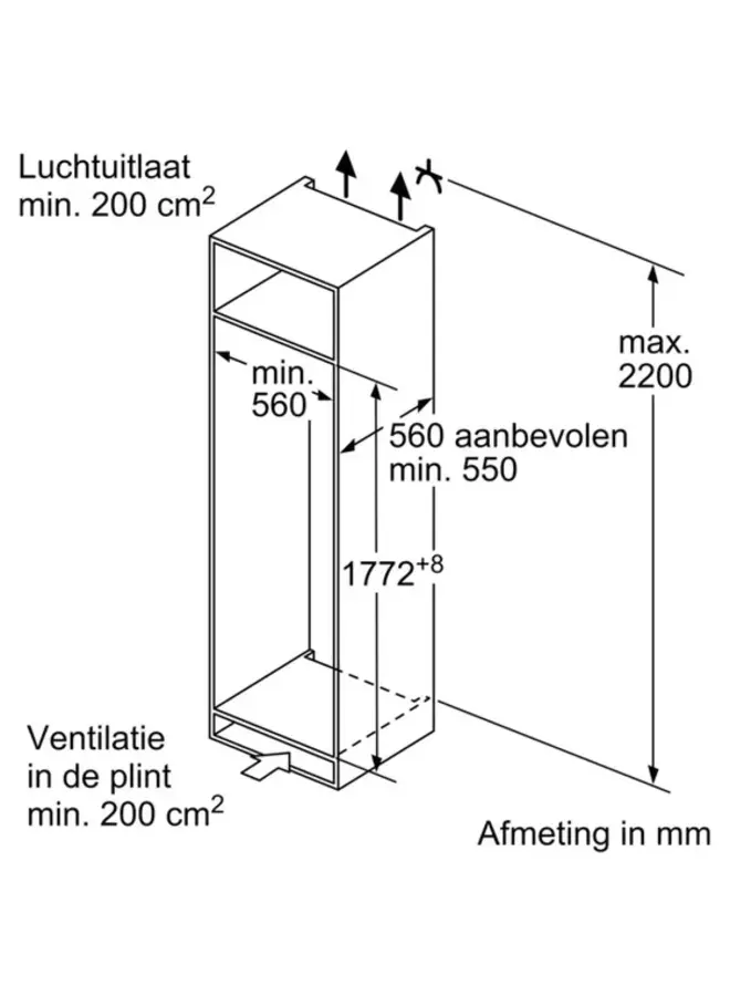 Bosch KIR81VFE0 | Inbouw koelkast | 178 cm | Deur op deur