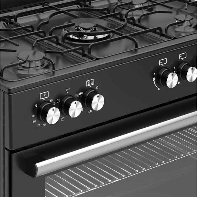 Wiggo WO-E909B ( BB ) Gasfornuis | 90 cm | Zwart