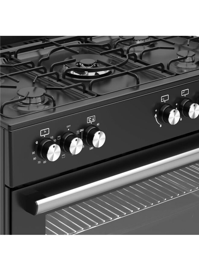 Wiggo WO-E909B ( BB ) Gasfornuis | 90 cm | Zwart