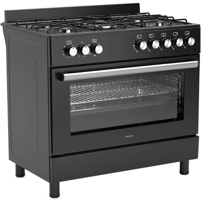 Wiggo WO-E909B ( BB ) Gasfornuis | 90 cm | Zwart