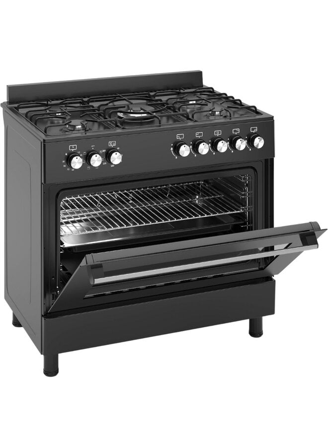 Wiggo WO-E909B ( BB ) Gasfornuis | 90 cm | Zwart
