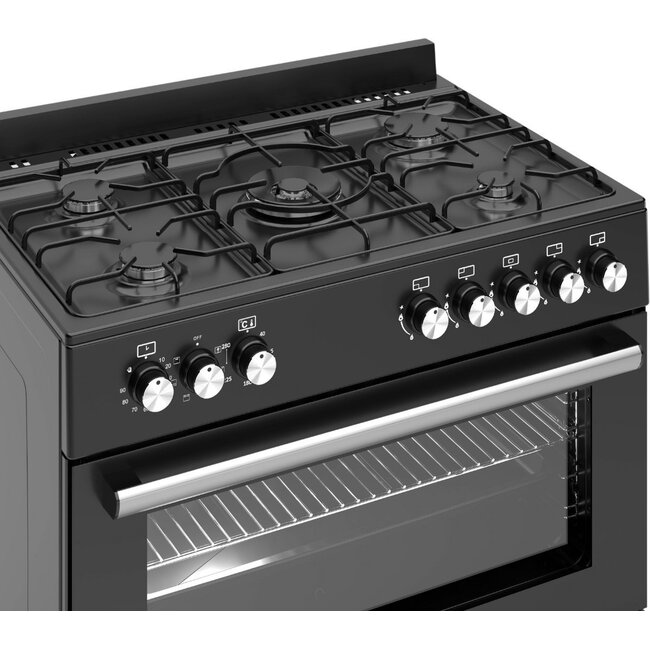 Wiggo WO-E909B ( BB ) Gasfornuis | 90 cm | Zwart