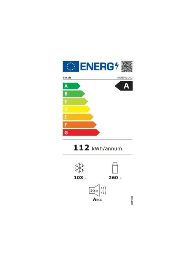 Bosch KGN392LAG | Koelvriescombinatie | RVS | 203 cm