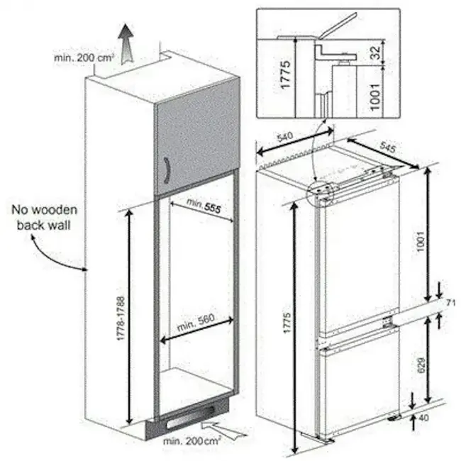 Beko BCHA275K4SN | Inbouw koelvriescombinatie | 178 cm | Sleepdeur | Nofrost