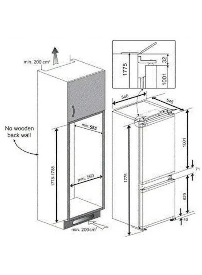 Beko BCHA275K4SN | Inbouw koelvriescombinatie | 178 cm | Sleepdeur | Nofrost