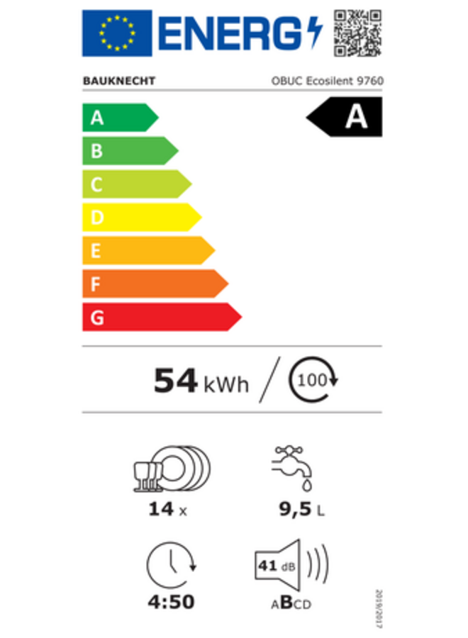 Bauknecht OBUC Ecosilent 9760 | Onderbouw vaatwasser | A